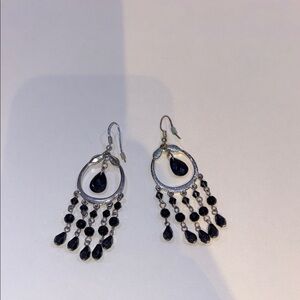 3/$20 Elegant Silver and Black Dangle Earrings